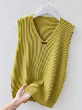 Ice Silk plus Size V-neck Sweater New Sleeveless Vest