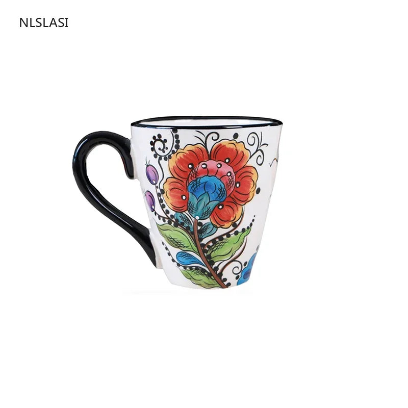 Nordic style Ceramic Dinner Plate Bowl Cup Hand-painted creativity  Tableware Salad Cake Plate Milk Coffee cup Decorative plate