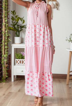 Summer New V-neck Print Casual Sleeveless Dress