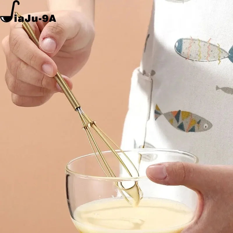 Stainless Steel Mini Egg Whisk Manual Rotary Cream Beater Useful Agitator For Blending Cooking Parts Portable Baking Tool