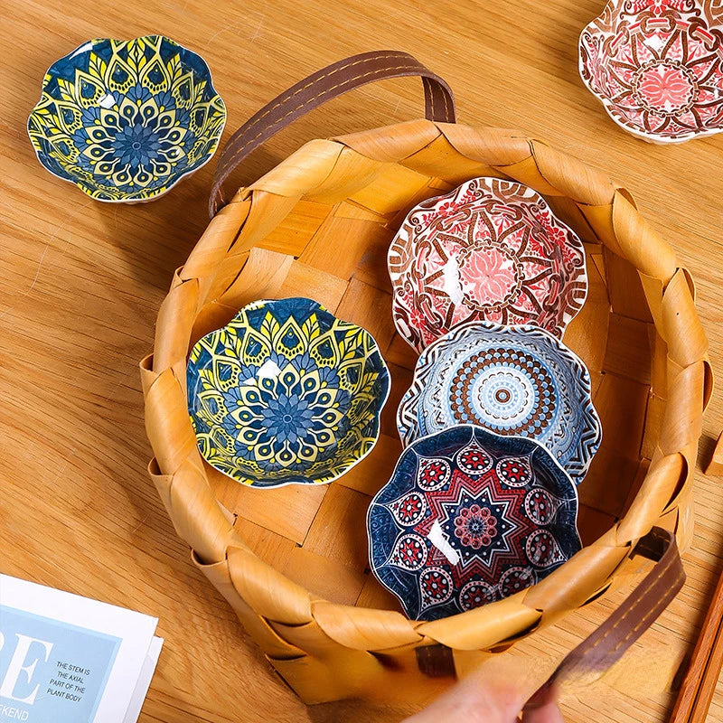 Creative Painted Ceramic Seasoning Small Dish Japanese Dipping Seasoning Dish Snack Bowls Dishes