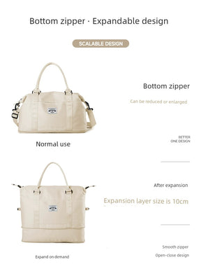 Large Capacity Scalable Handbag Women's Sports Gym Bag Short-Distance Travel Bag Coverable Handle Luggage Bag Buggy Bag