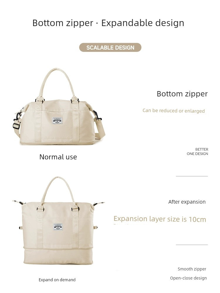 Large Capacity Scalable Handbag Women's Sports Gym Bag Short-Distance Travel Bag Coverable Handle Luggage Bag Buggy Bag