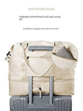 Large Capacity Scalable Handbag Women's Sports Gym Bag Short-Distance Travel Bag Coverable Handle Luggage Bag Buggy Bag