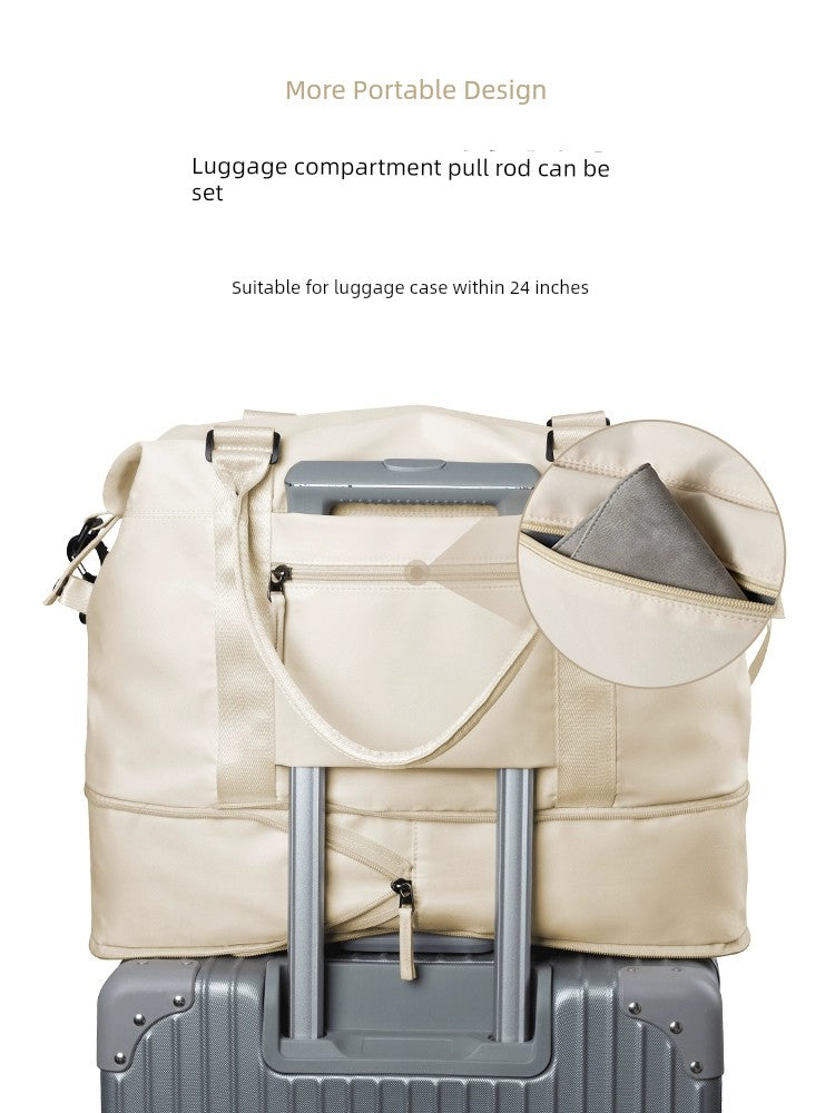 Large Capacity Scalable Handbag Women's Sports Gym Bag Short-Distance Travel Bag Coverable Handle Luggage Bag Buggy Bag
