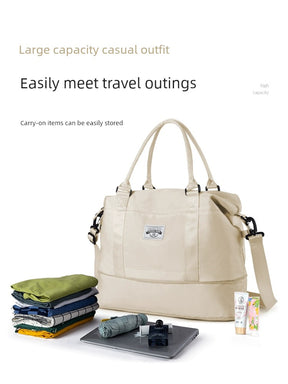 Large Capacity Scalable Handbag Women's Sports Gym Bag Short-Distance Travel Bag Coverable Handle Luggage Bag Buggy Bag