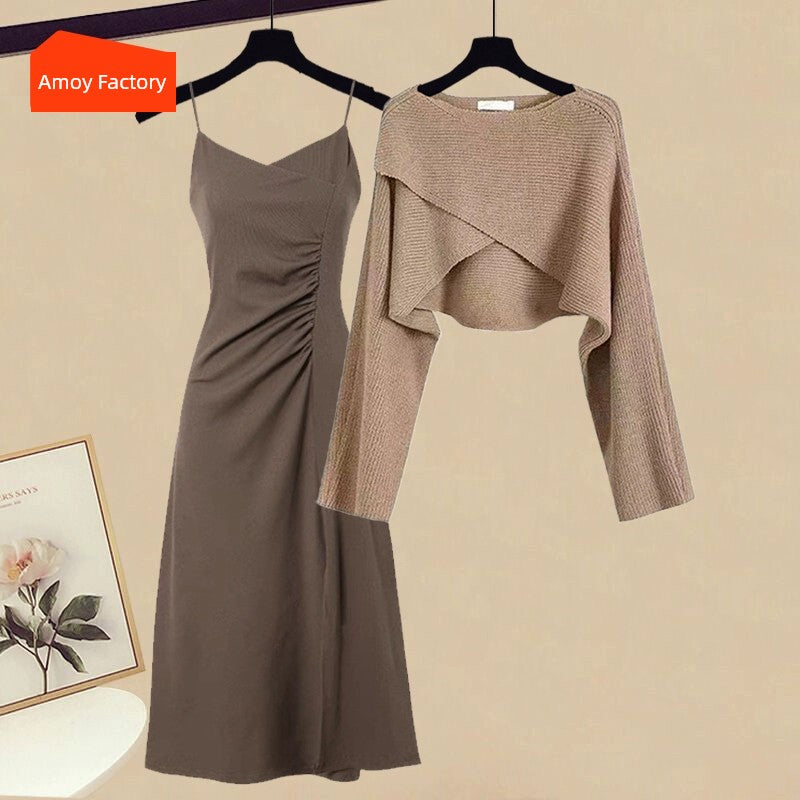 Western Style Tea Series Wear Autumn Clothing Dress Two-Piece Set