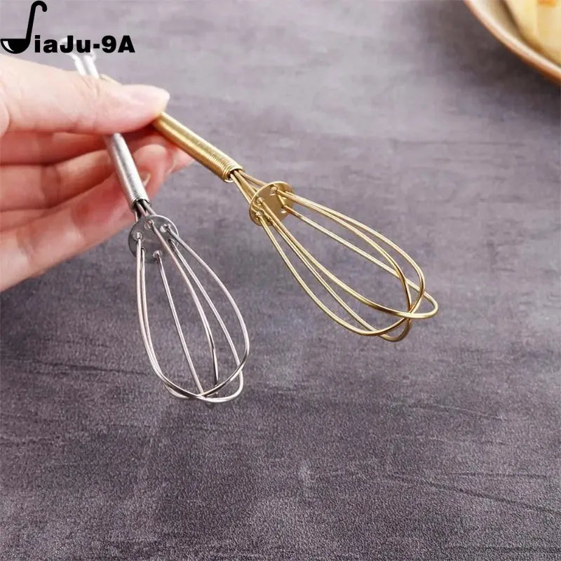 Stainless Steel Mini Egg Whisk Manual Rotary Cream Beater Useful Agitator For Blending Cooking Parts Portable Baking Tool