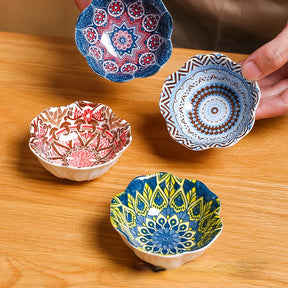 Creative Painted Ceramic Seasoning Small Dish Japanese Dipping Seasoning Dish Snack Bowls Dishes