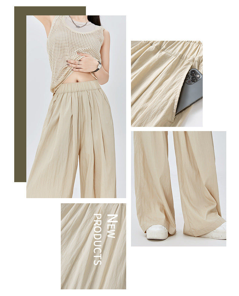 Thin High Waist Loose Casual Ice Silk Wide-leg Pants