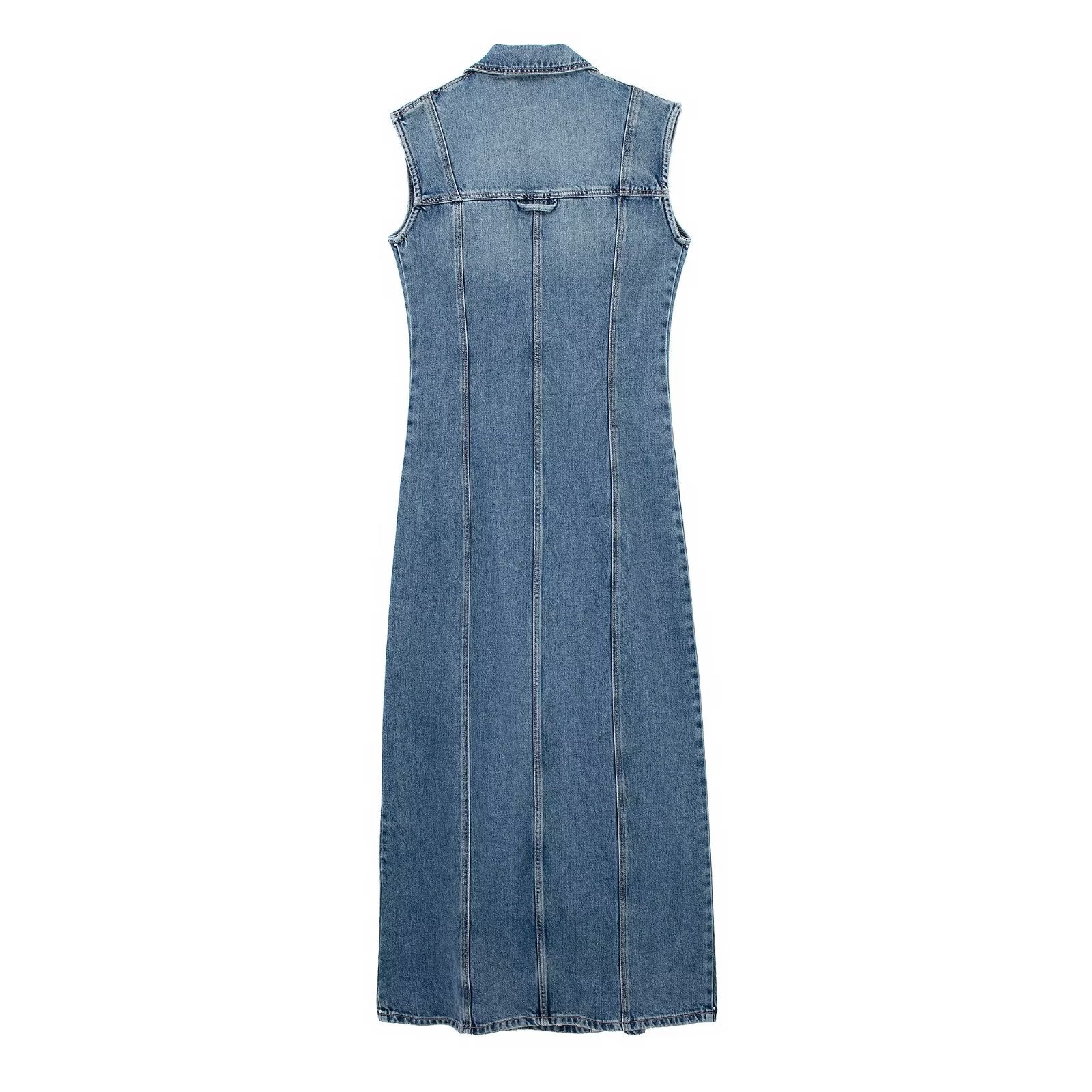 Blue Slim Denim Dress For Women