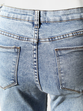 Buttoned Bootcut Jeans with Pockets