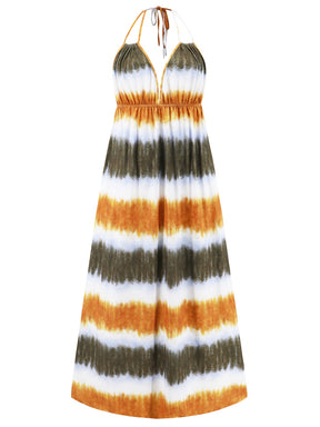 Tie-Dye Halter Neck Sleeveless Dress