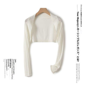 Shawl Outer Match Women's Summer Sun Protection Cardigan Short Ice Silk Knitted Air Conditioning Shirt