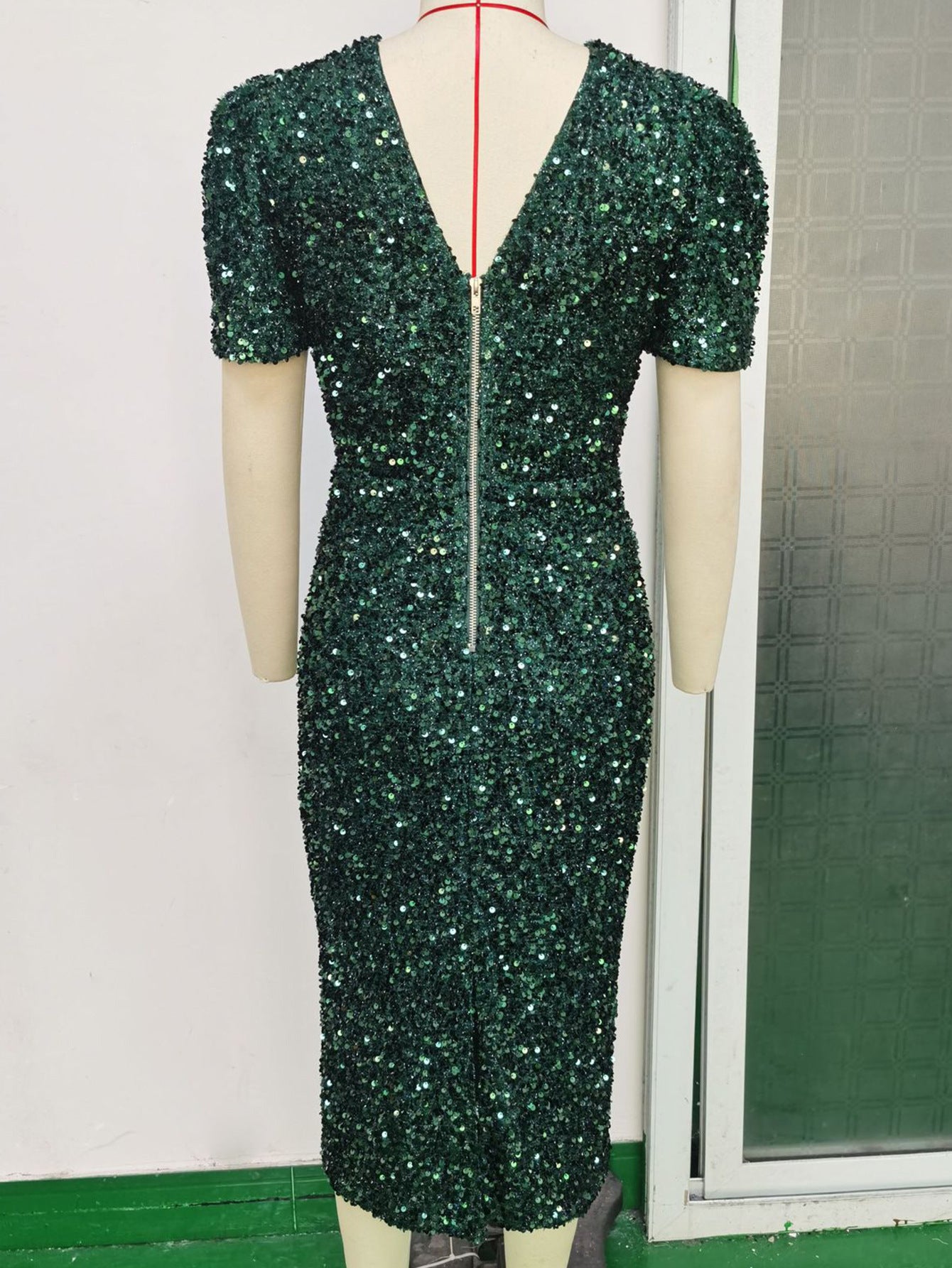 Vintage Green Sequin Dress For Women