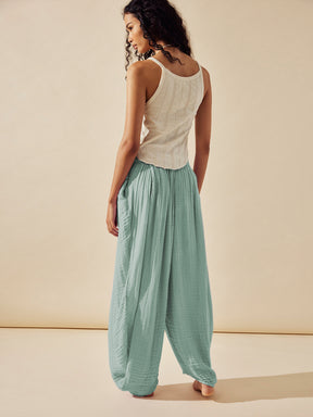 Pure Color Slimming Flab Hiding Straight Casual Pants Drape Champray