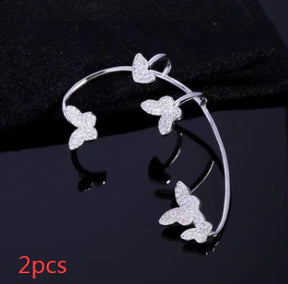 Fashion Gold Metal Butterfly Ear Clips Sparkling Zircon Without Piercing Ear Cuff Clip Earrings For Women Jewelry Gift