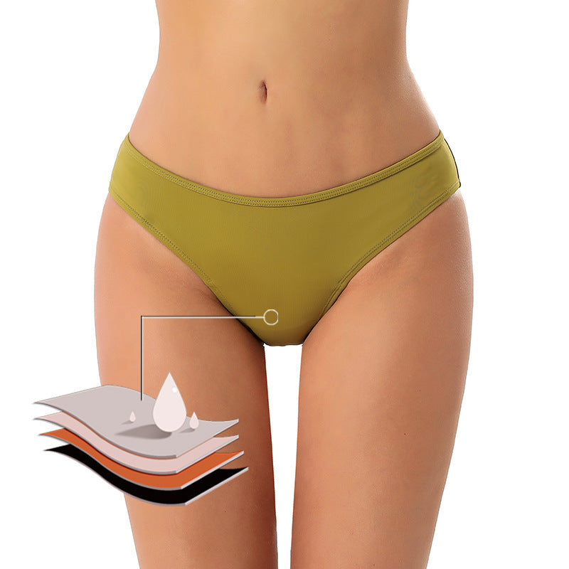 Mid-waist Solid Color Four-layer Leak-proof Menstrual Underwear