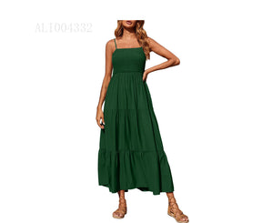 European And American Sleeveless Shoulder Strap Tube Top Multi-layer Big Swing Chiffon Dress