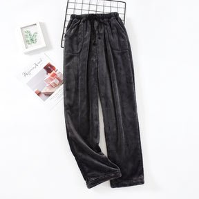 Loose Plus Size Thick Coral Fleece Home Wear Pajama Pants