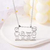 Stainless Steel Dad Mom Son Daughter Family Necklace