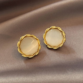 Cat's Eye Flower Earrings High Sense Opal Square Triangle Geometry Earrings