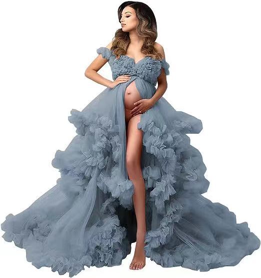 Pregnant Mother Off-shoulder Tulle Skirt Photograph Dress