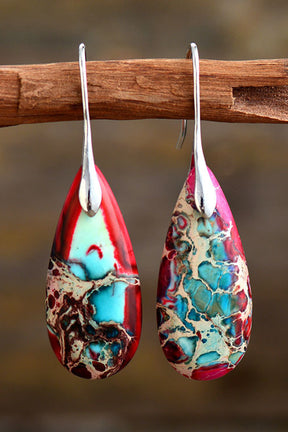 Handmade Teardrop Shape Natural Stone Dangle Earrings