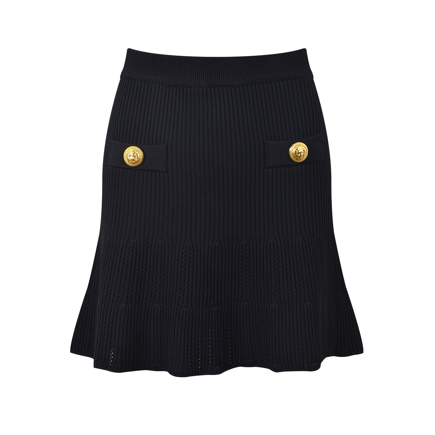 New Round Neck Metal Button Knitted Top Mid-length Dress Set