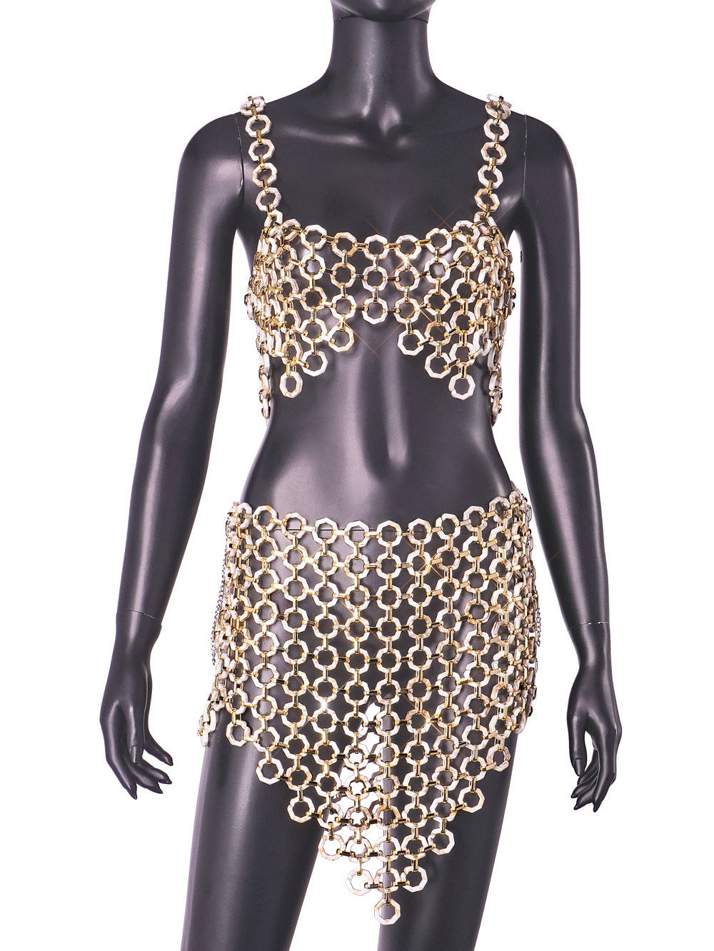 Slim-fit Backless Acrylic Overall Dress Set Women
