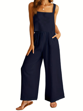 Women's Clothing 2 Piece Set Square Collar Sleeveless Camisole Wide Leg Trousers Leisure Suit