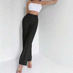 Ladies' Solid Color High Waist Slimming Slim Fit Vertical Micro Flared Pants Suit Pants