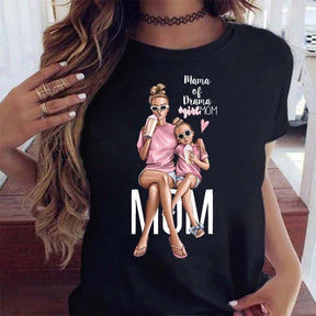 Cute Mom Girl Short Sleeve T-Shirt Ladies