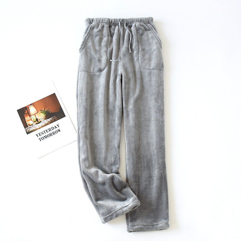 Loose Plus Size Thick Coral Fleece Home Wear Pajama Pants