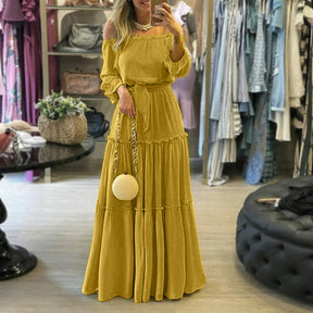 Fashion Off Shoulder Vestidos Female Lace Up Belted