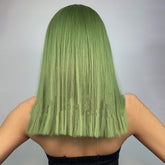 Plant Green Straight Hair With Bangs