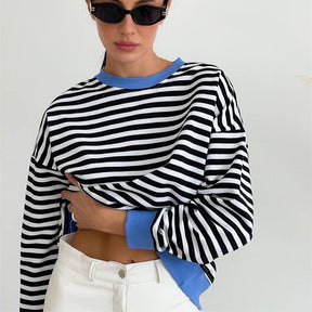 Women's Simple Striped Long-sleeved T-shirt