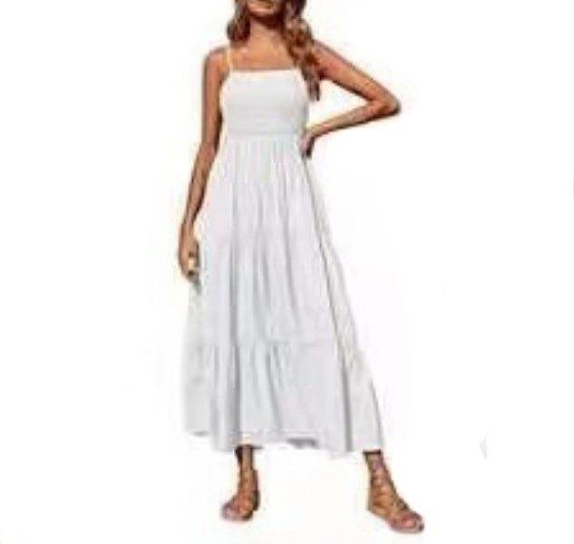 European And American Sleeveless Shoulder Strap Tube Top Multi-layer Big Swing Chiffon Dress