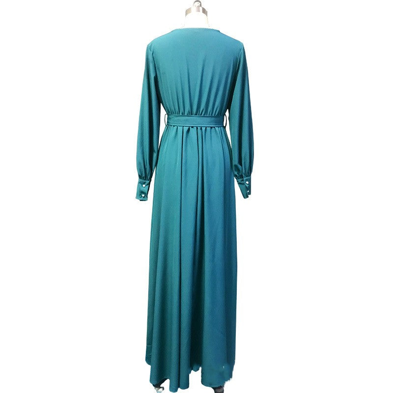 Women's Temperament V-neck Long Sleeve Dress