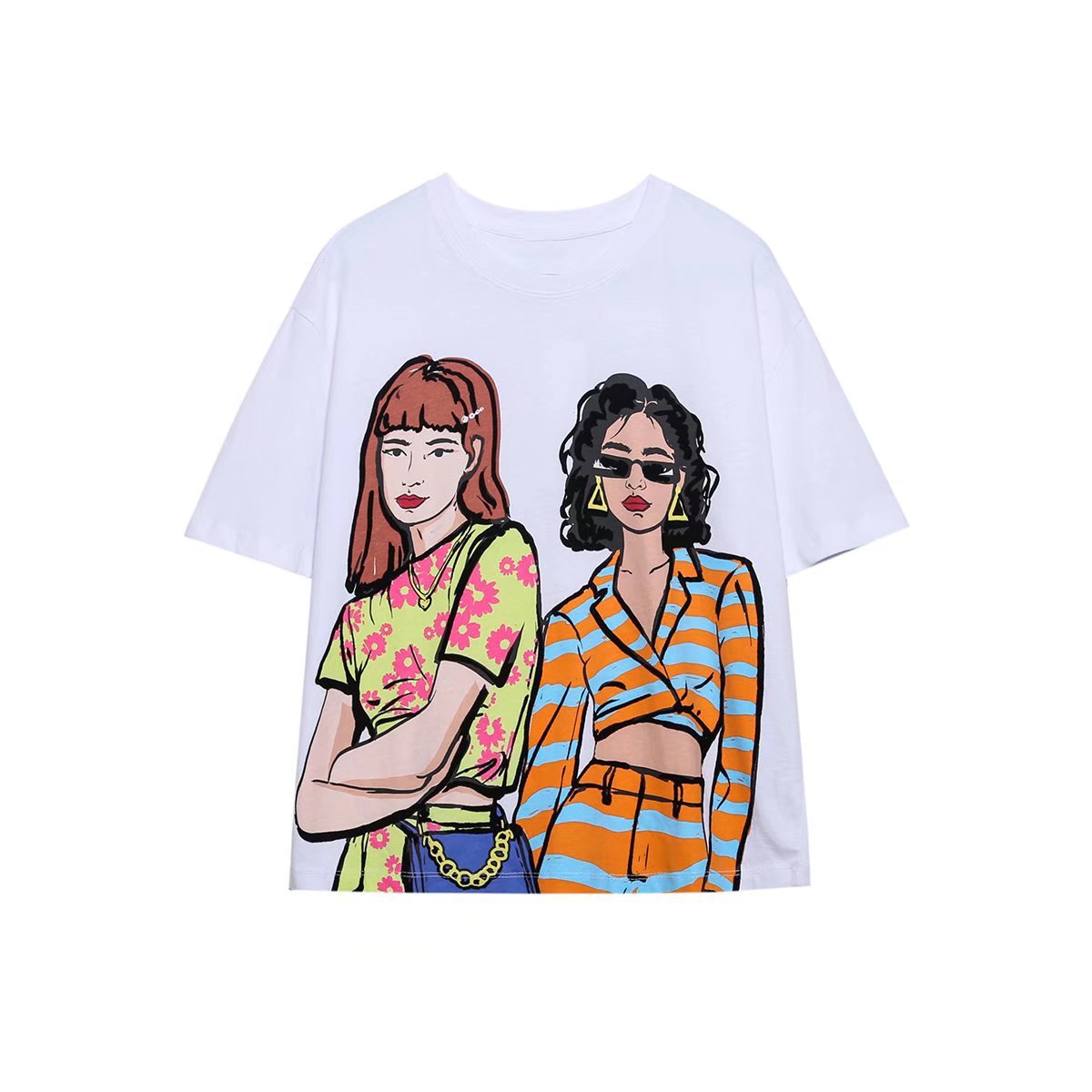 Fashion Short-sleeved Printed T-shirt For Women