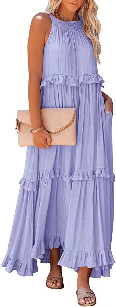 Irregular Cake Skirt Sleeveless Long Dress