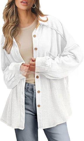 Women's Knitted Fashion Button Shirt Loose