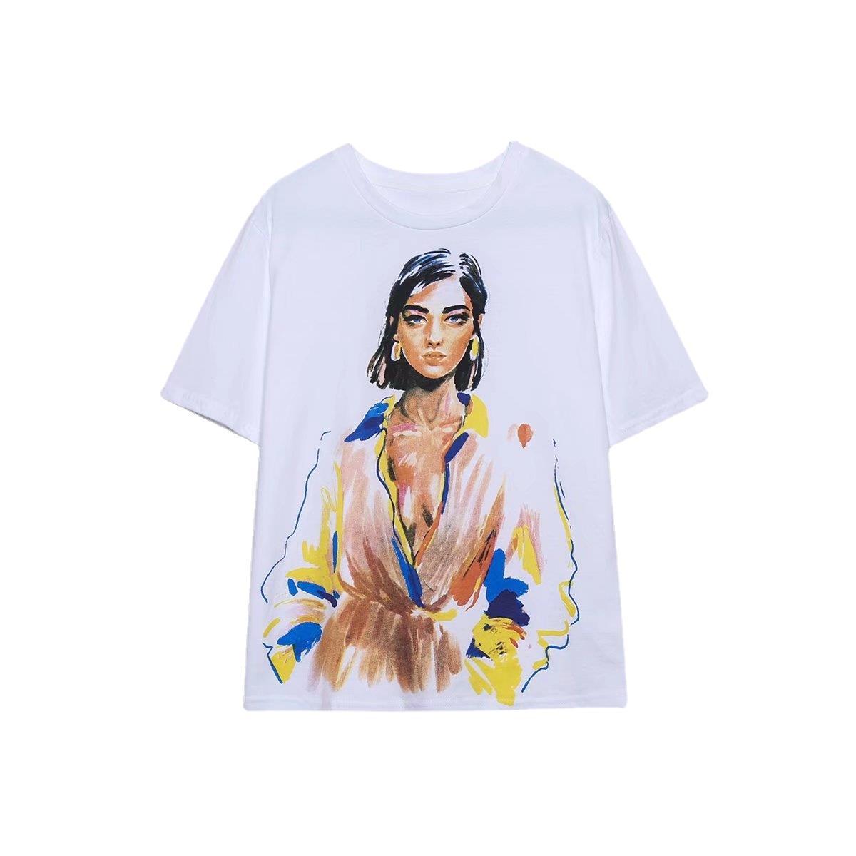 Fashion Short-sleeved Printed T-shirt For Women