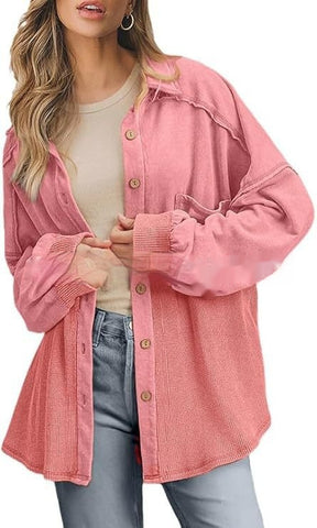 Women's Knitted Fashion Button Shirt Loose