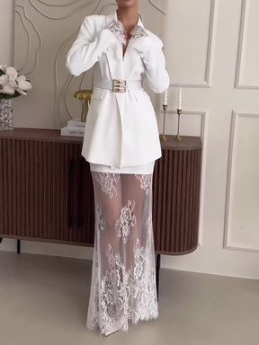 Exquisite Blazer & Lace Skirt Set