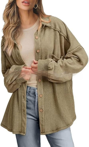 Women's Knitted Fashion Button Shirt Loose