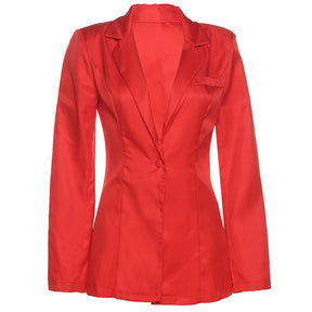 Women's Fashion Lapel Long Sleeve Mid Length