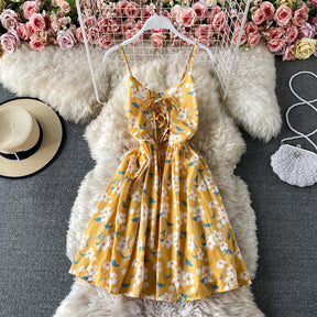 Lace Up Halter Suspenders Small Fashion Dress