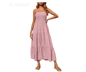 European And American Sleeveless Shoulder Strap Tube Top Multi-layer Big Swing Chiffon Dress