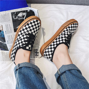 Black And White Plaid Canvas Shoes For Women Men Summer New Korean Style Breathable Skate Shoes For Students